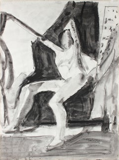1970's Bay Area Figurative Drawing in Ink and Charcoal 