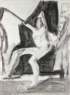 1970's Bay Area Figurative Drawing in Ink and Charcoal