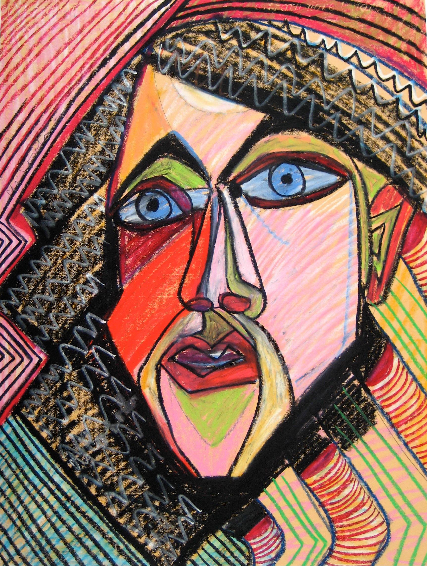 Colorful Surrealist Portrait of a Man in Pastel – Art von Michael di Cosola
