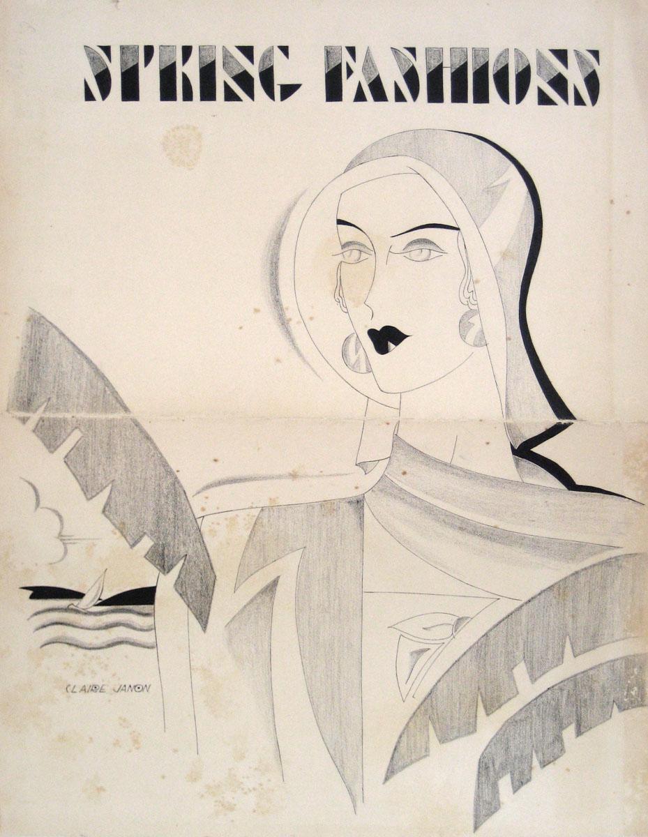 Unknown Figurative Art - 1920's-30's Iconic Fashion Advertisement in Ink 