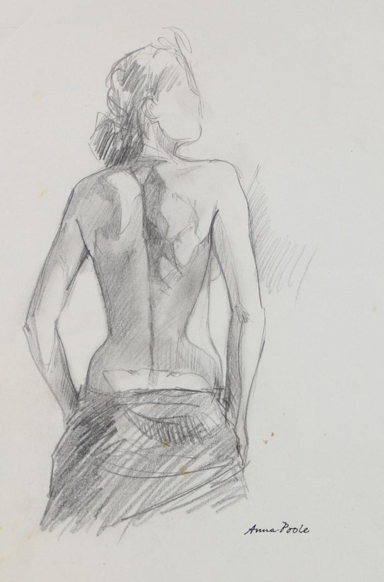 Anna Poole Figurative Art - Late 20th Century Nude Female Drawing 