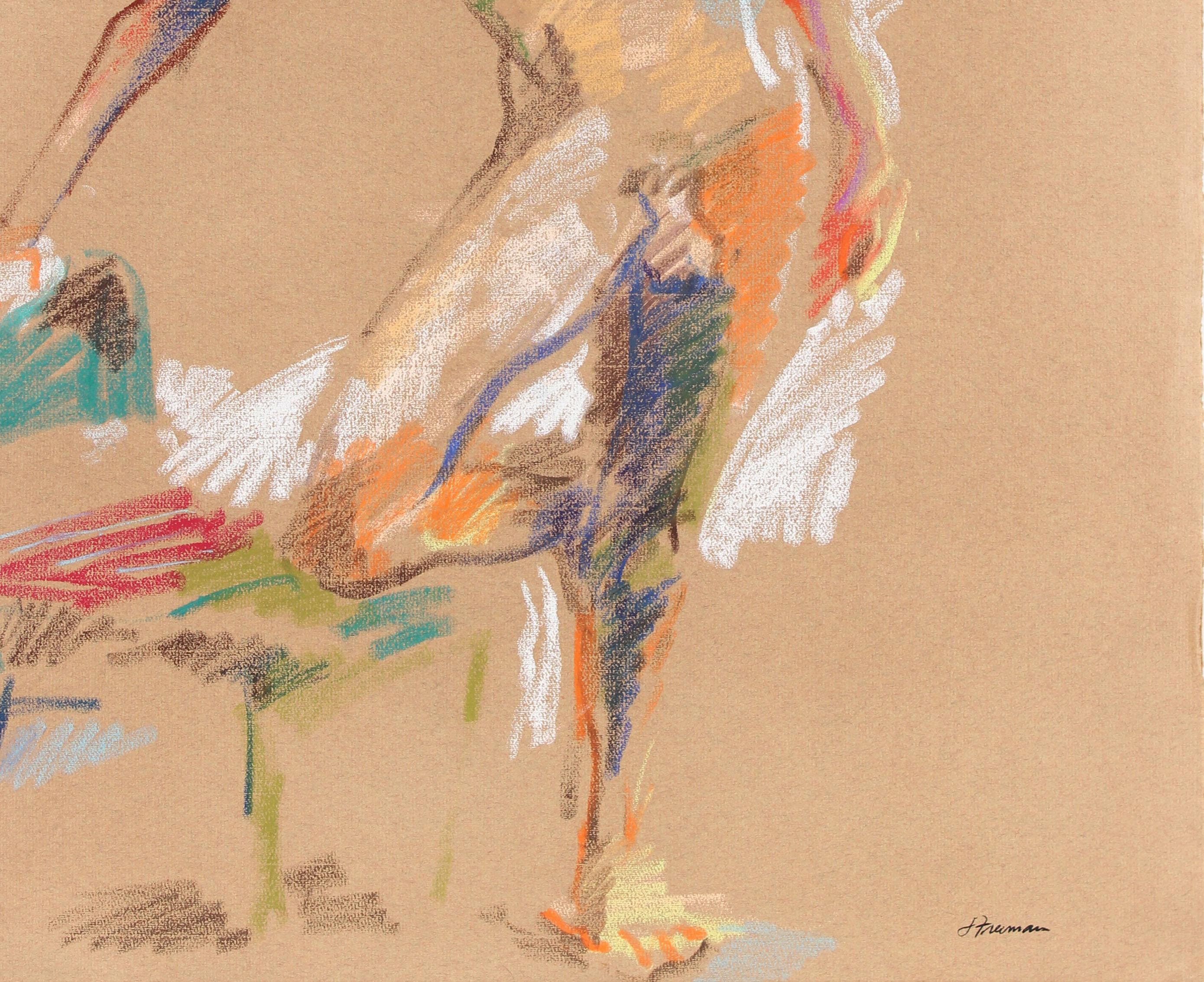Colorful Abstract Figure Drawing in Pastel on Paper, September 23, 1983 – Art von Jack Freeman