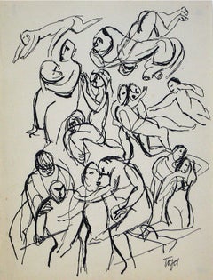Expressionist Nude Drawings and Watercolors