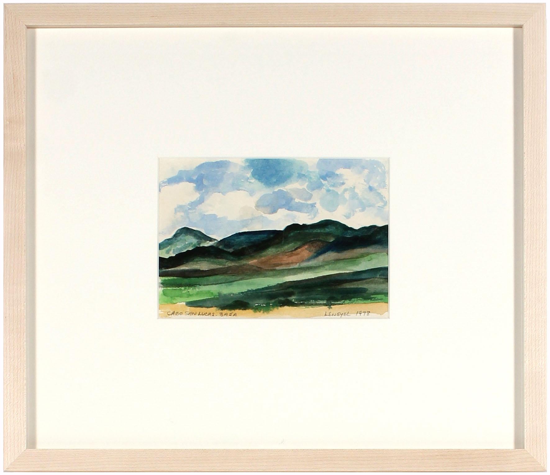 Laura Lengyel Landscape Art - Contemporary Watercolor of a Cabo, San Lucas, Baja Mountain Landscape, 1978