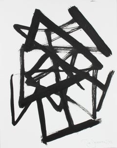 "Parlance III" 2018, Monochromatic Abstract Expressionist Black Ink Drawing