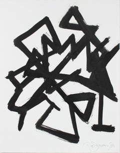 "Parlance XI" 2018, Monochromatic Abstract Expressionist Black Ink Drawing