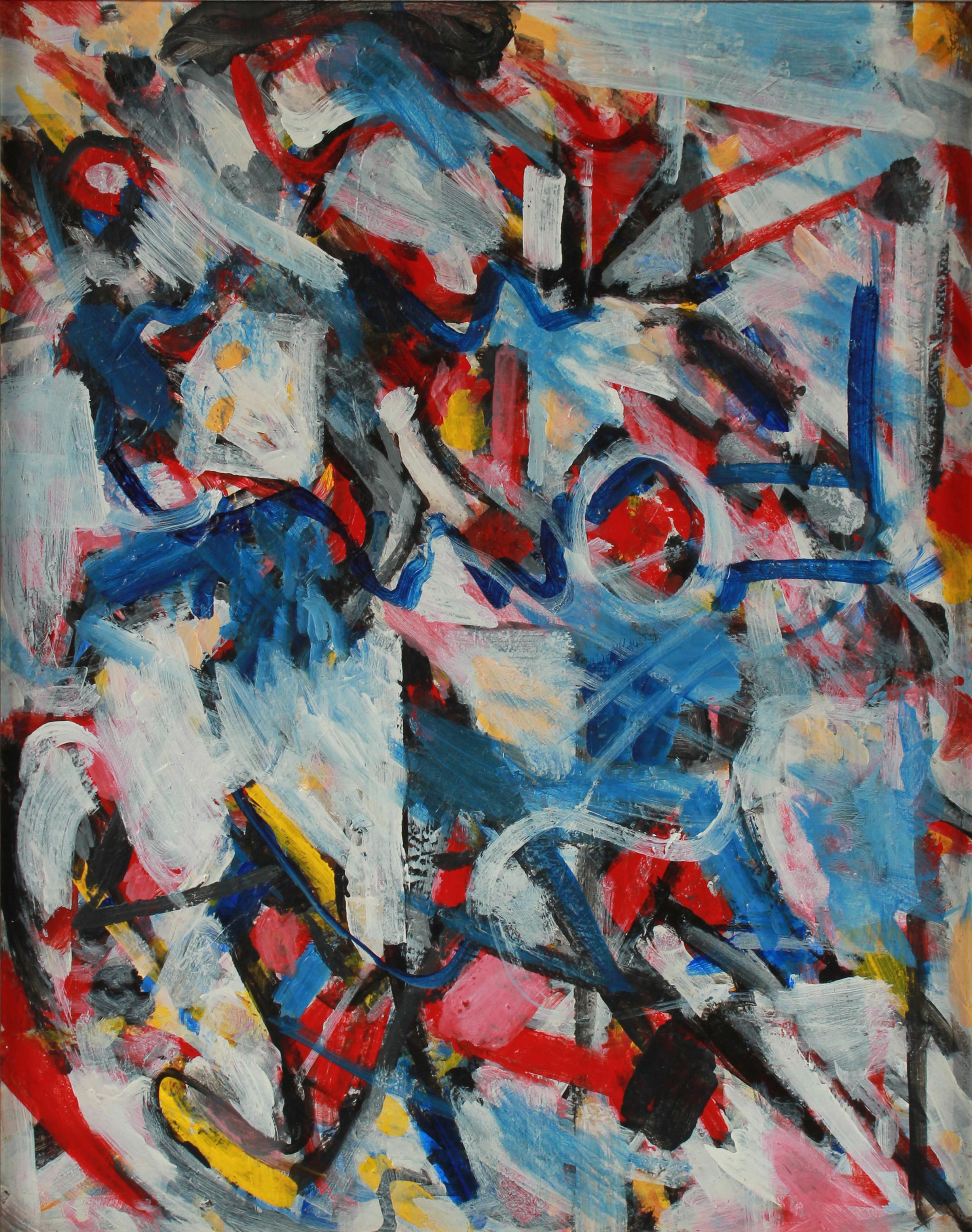 Bold Abstract Expressionist Painting in Primary Colors, Acrylic, Early 2000s - Art by Richard Caldwell Brewer