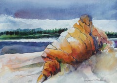 Colorful 20th Century Northern California Seascape in Watercolor on Paper 