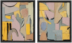 "Floatsam" & "Jetsam" Diptych, Collage on Board Contemporary Abstract, 2019