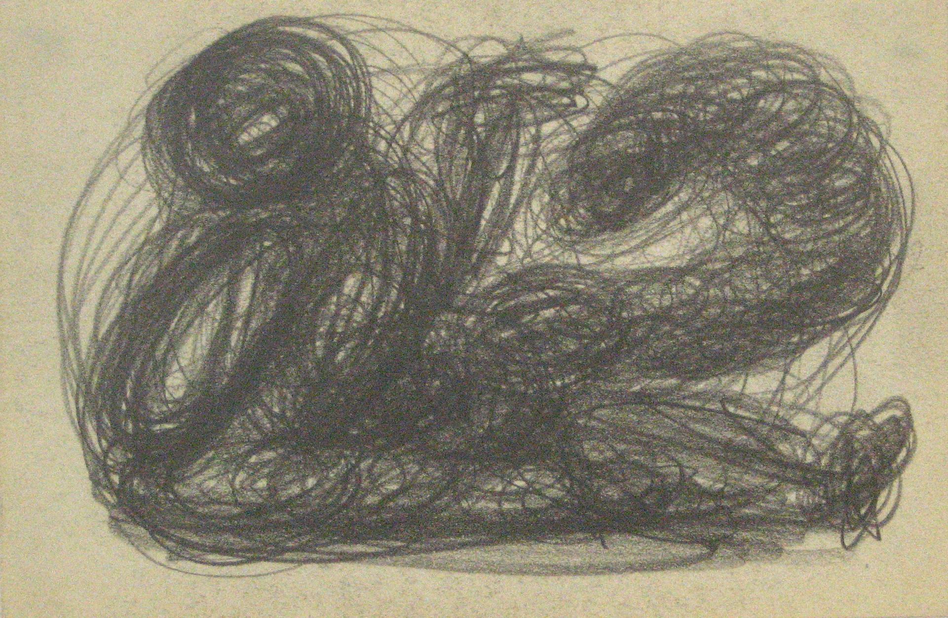 Jennings Tofel Abstract Drawing - Monochromatic Swirled Graphite Abstract, Early-Mid 20th Century