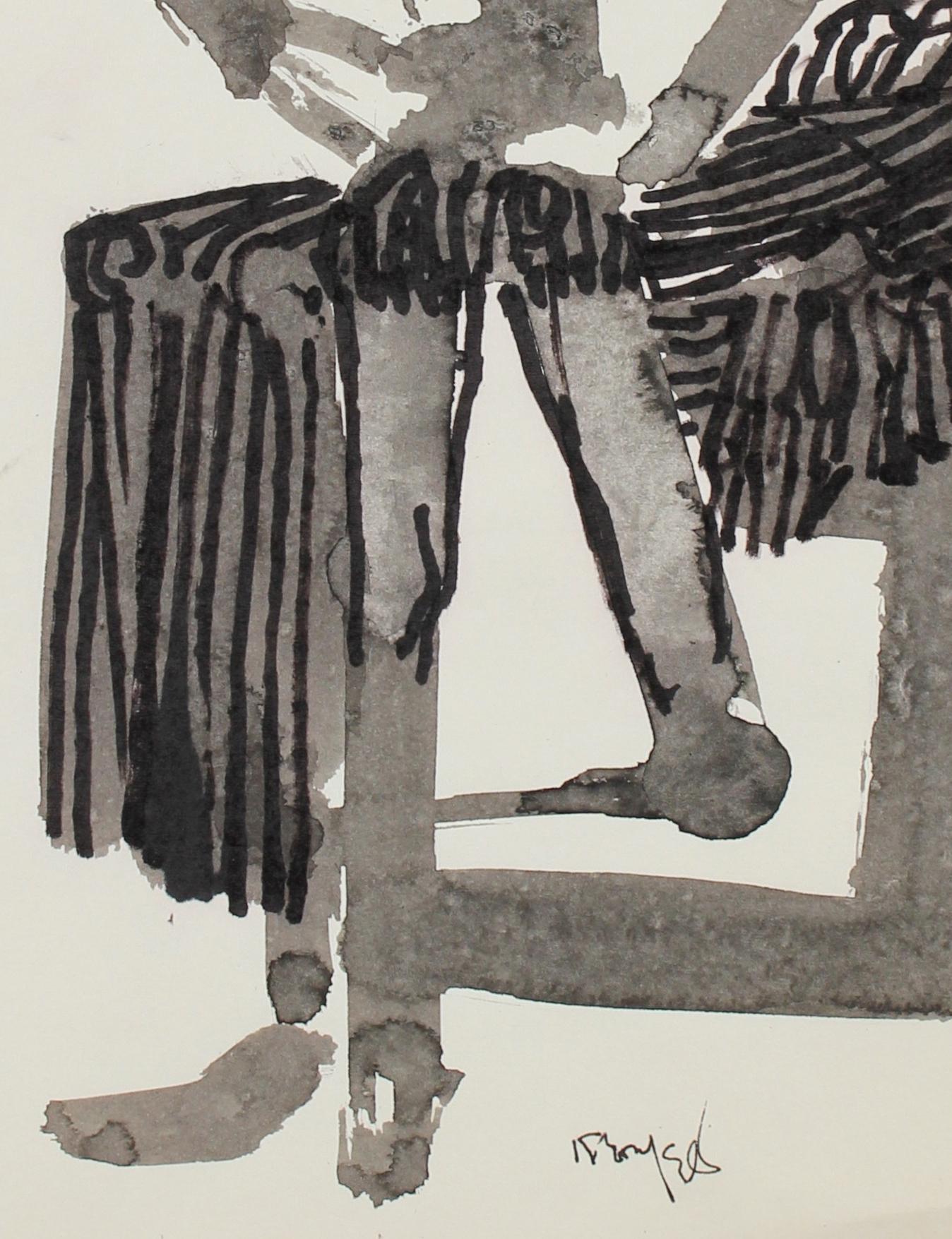 Figure in a Fancy Costume 1960-80s Ink - Art by Morris Kronfeld