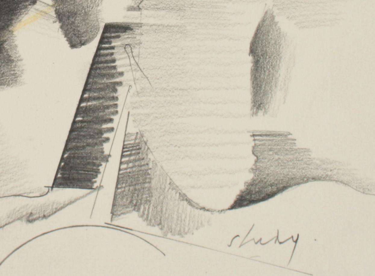 Abstracted Rocky Landscape Late 20th Century Graphite - Art by Schuyler Standish