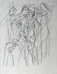 Abstracted Figures in a Scene Early 20th Century Ink on Paper