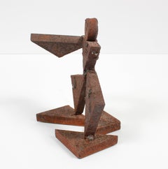 Vintage Geometric Figurative Multi-Media Metal Sculpture