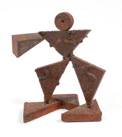 Vintage Geometric Figurative Multi-Media Metal Sculpture