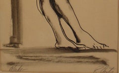 Leaning Female Nude Mid Century Mixed Media