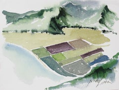 Aerial Landscape Study 20th Century Watercolor