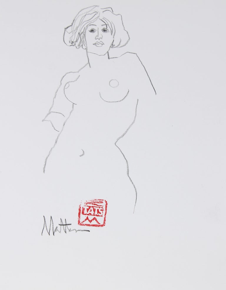 Bold Female Nude Drawing 1991 Graphite - Art by Rip Matteson