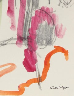 Monochromes Porträt Abstrakt durch Farbe Graphit & Aquarell Mitte des Jahrhunderts