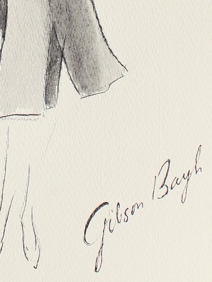 Black Skirt Suit Gouache & Ink Fashion Illustration - Art by Gibson Bayh