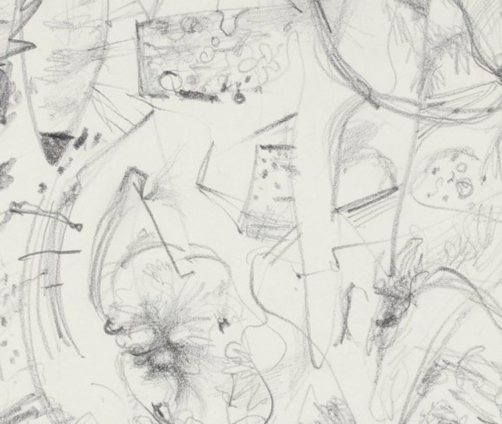 Hectic Vintage Abstract Sketch 1940-50s Graphite - Art by Richard Caldwell Brewer