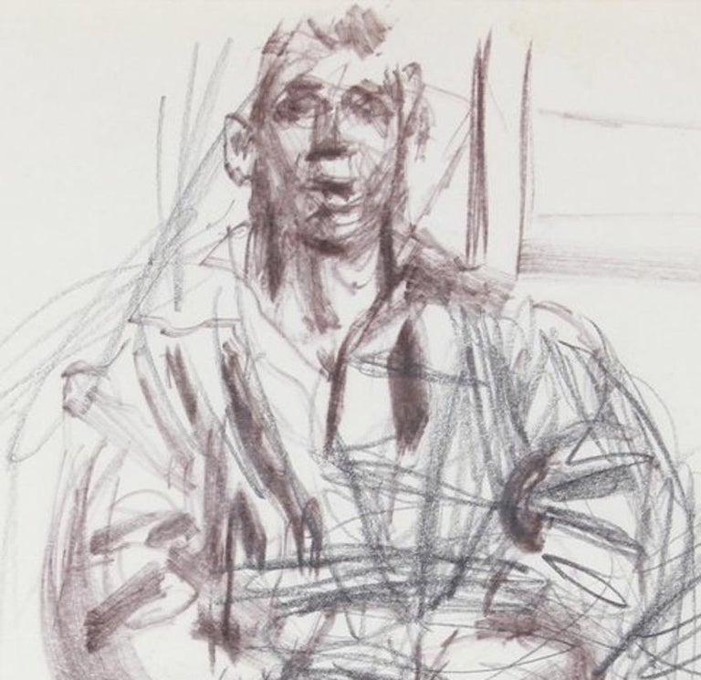 Expressionist Seated Figure Sketch 1940-50s Ink & Graphite - Art by Richard Caldwell Brewer