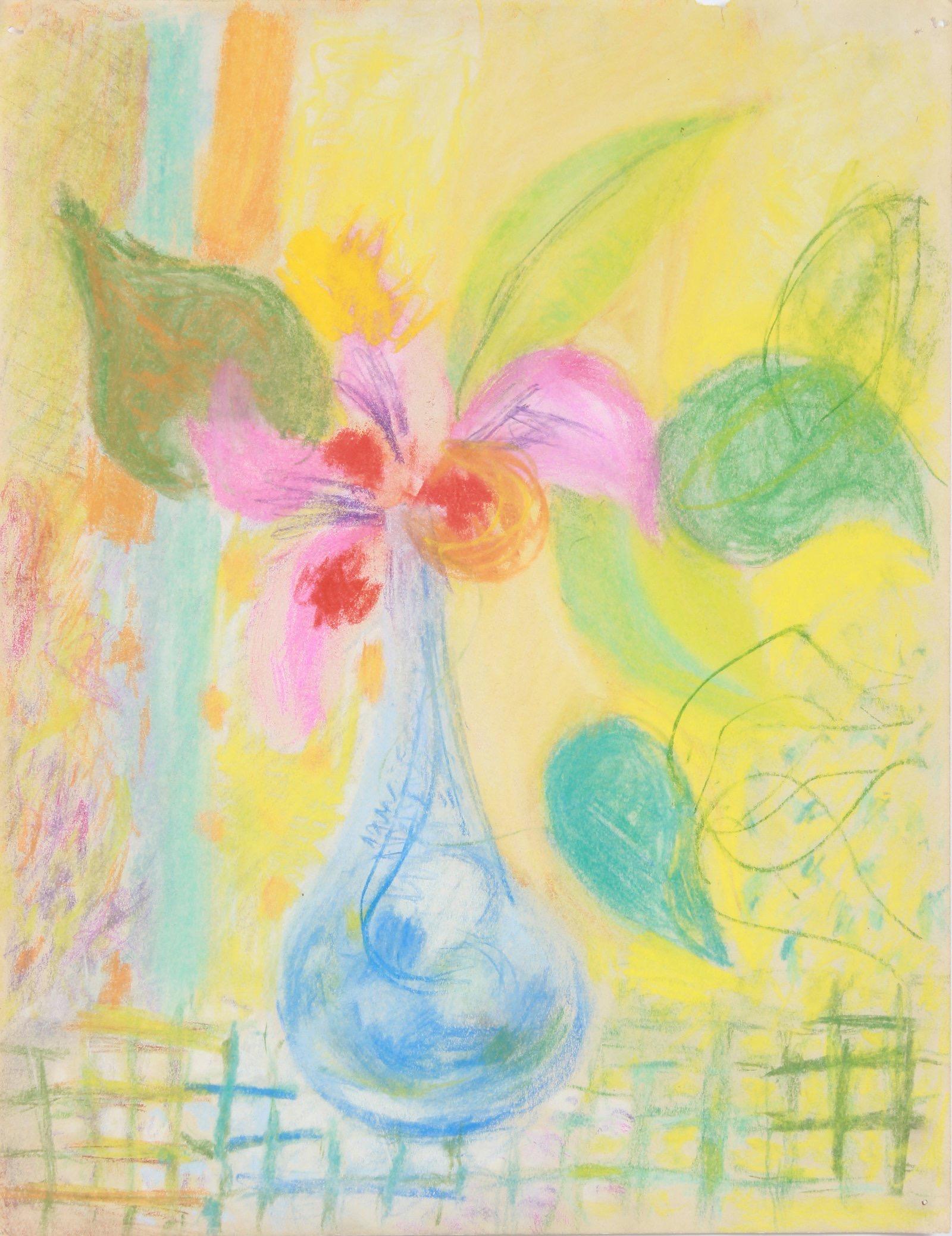Colorful Floral Still Life 1940-50s Pastel