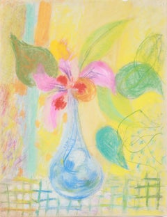 Vintage Colorful Floral Still Life 1940-50s Pastel