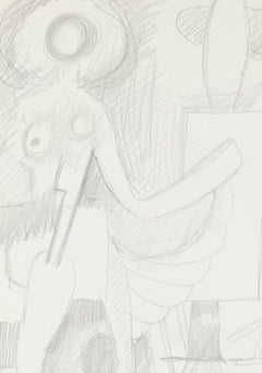 Modèle abstrait en graphite de l'atelier de l'artiste des années 1940 à 1950