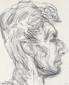 Expressive Male Portrait Study 1940-50s Graphite