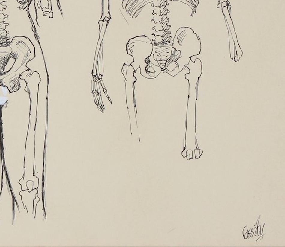 Anatomical Skeleton Study 1950s Ink - Art by Dellard Cassity