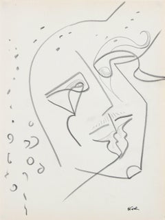 Amorphous Face 20th Century Graphite on Paper