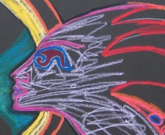 Radiant Abstract Psychedelic Profile Mid to Late 20th Century Pastel