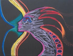 Radiant Abstract Psychedelic Profile Mid to Late 20th Century Pastel