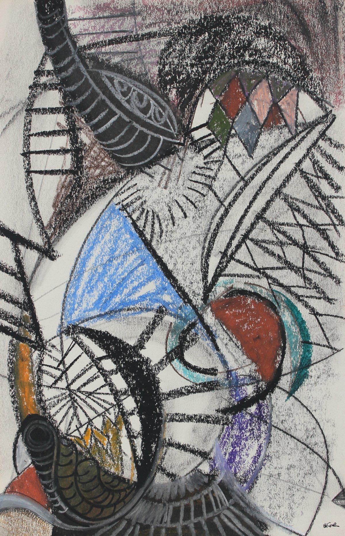 Michael di Cosola Abstract Drawing - Moody Geometric Abstract Mid-Late 20th Century Graphite, Charcoal, and Pastel