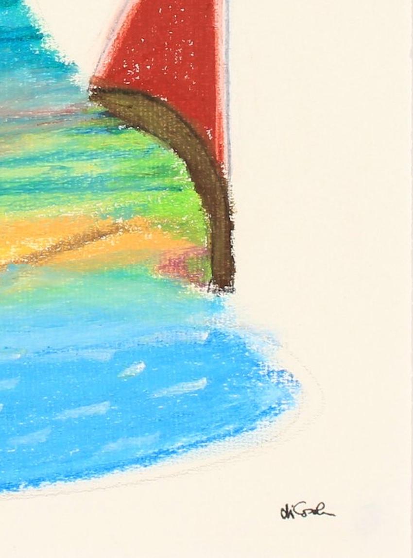 Colorido paisaje onírico inconexo Pastel de finales del siglo XX - Art de Michael di Cosola