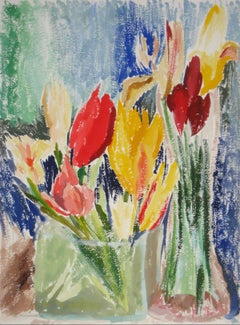 "Tulips" Vibrant Watercolor Still Life