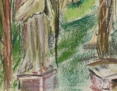 "Garden Caramoor" 1964 Lush Green Pastel Scene