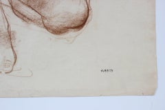 Sepia Seated Woman Early-Mid Century Pastel