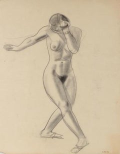Nude Female Dancer Early-Mid Century Graphite Drawing