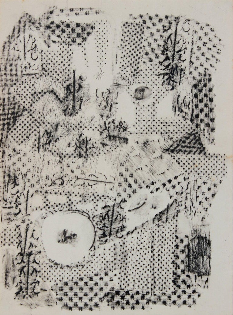 Barbara Rogers Houseworth Abstract Drawing - Checkered Abstract Forms 1940-60s Charcoal