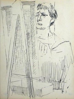 Used Artist at the Easel Mid Century Ink on Paper