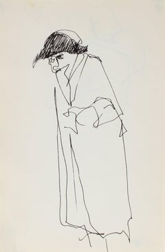 Minimal Figure with a Hat in Ink 1959