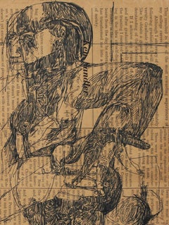 Abstract Figure on Newsprint Mid Century