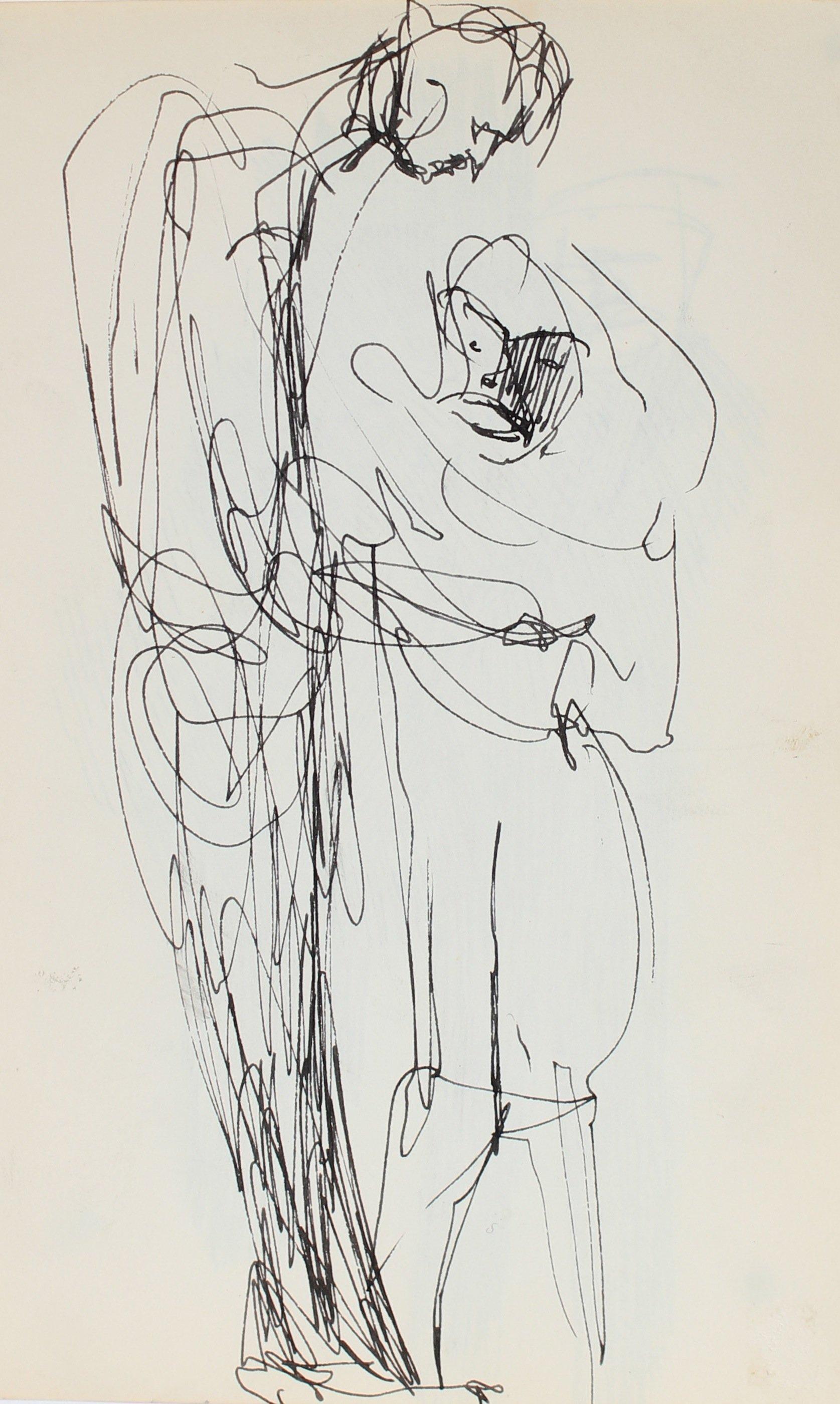 Minimal Pair of Figures Ink 1950-60s - Art by Richard Karwoski