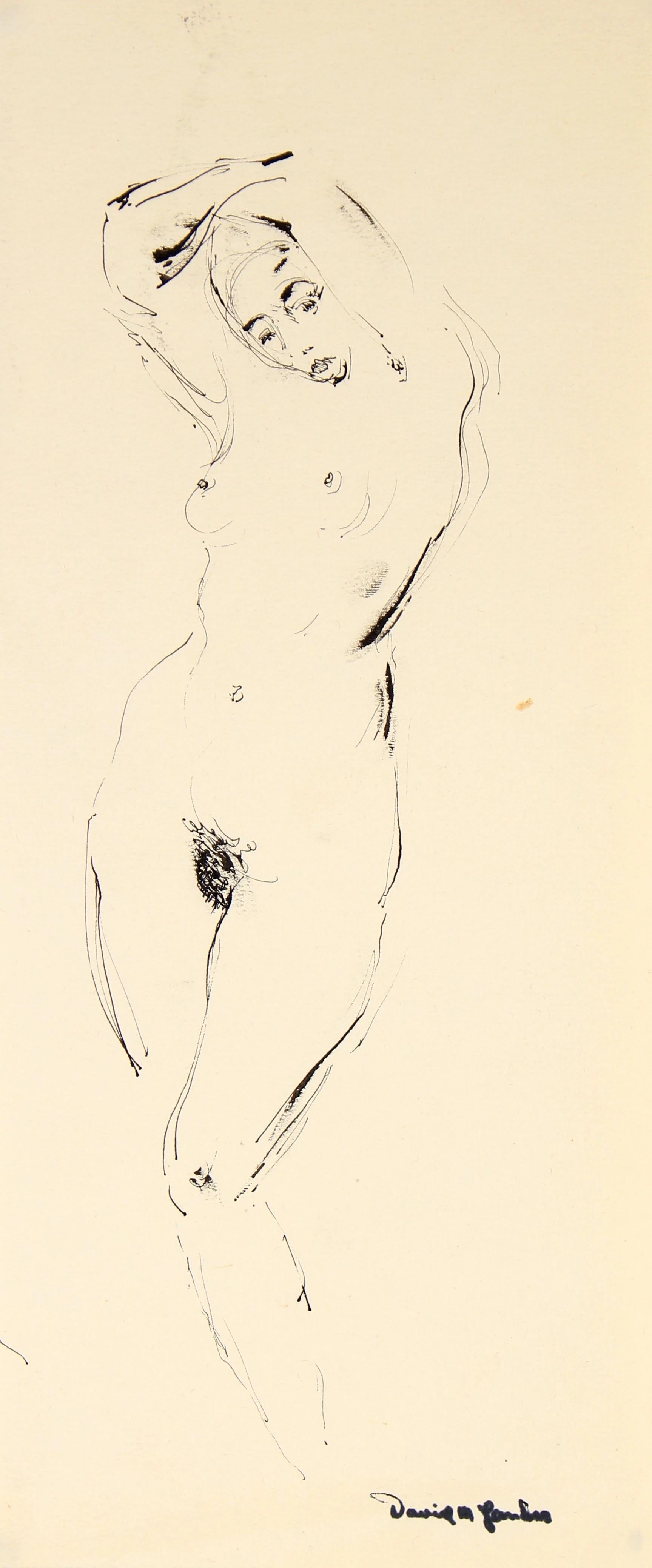 Contrapposto Female Nude in Ink 1948