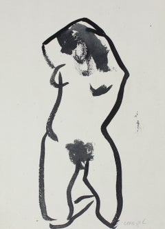 Monochrome Watercolor Female Nude 1980