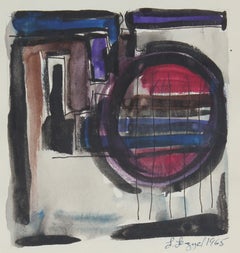 Abstracted Geometric Interior 1965 Gouache and Ink on Paper