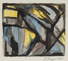 Geometric Abstract 1965 Gouache on Paper Painting