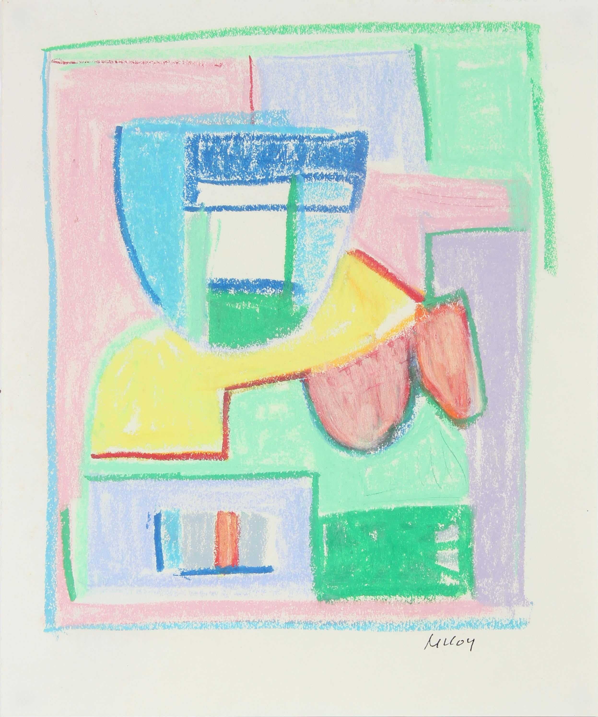 Paul McCoy Abstract Drawing - Pale Pastel Abstract Study 20th Century Pastel